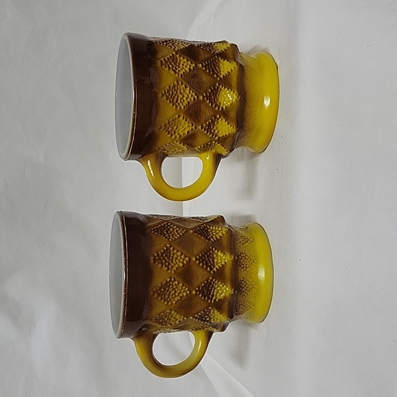 Vintage Anchor Hocking Fire King Kimberly Brown and Gold Mugs, set of 2 - Picture 2 of 7